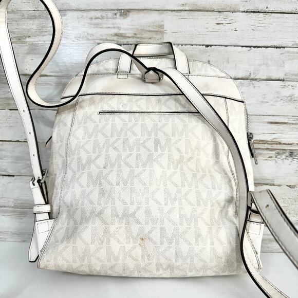 Michael Kors Dallas Medium Slim BACKPACK MK Signature Soft Sky White Authentic - Picture 7 of 8